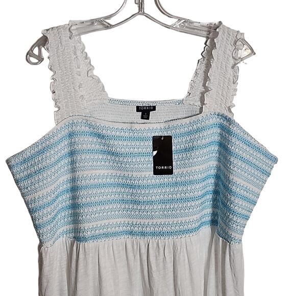 Torrid Cotton Modal Slub Square Neck Smocked Babydoll Tank, NWT, 4X - Picture 2 of 7